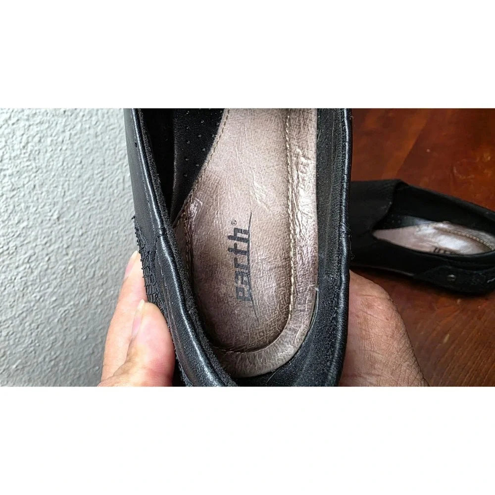 Earth Dorado Leather & Mesh Black Slip-On Shoes‎ Grunge Goth Work Size 8B